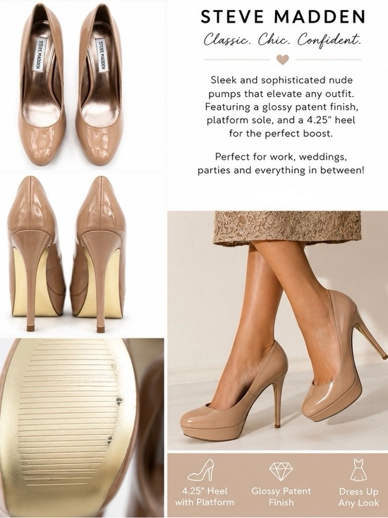 Steve Madden Shoes - Steve Madden Saint Nude Patent Platform Pumps - Size 7.5 - Like New